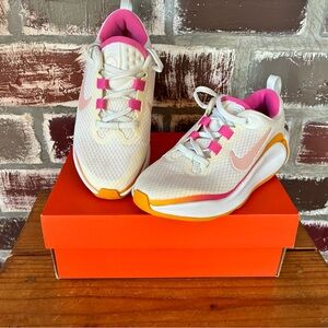 Nike White and Pink Sneakers with Orange Accents